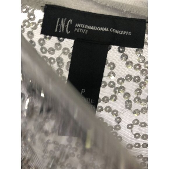 INC International Concepts Stretch Top Silver Meta - Picture 2 of 5